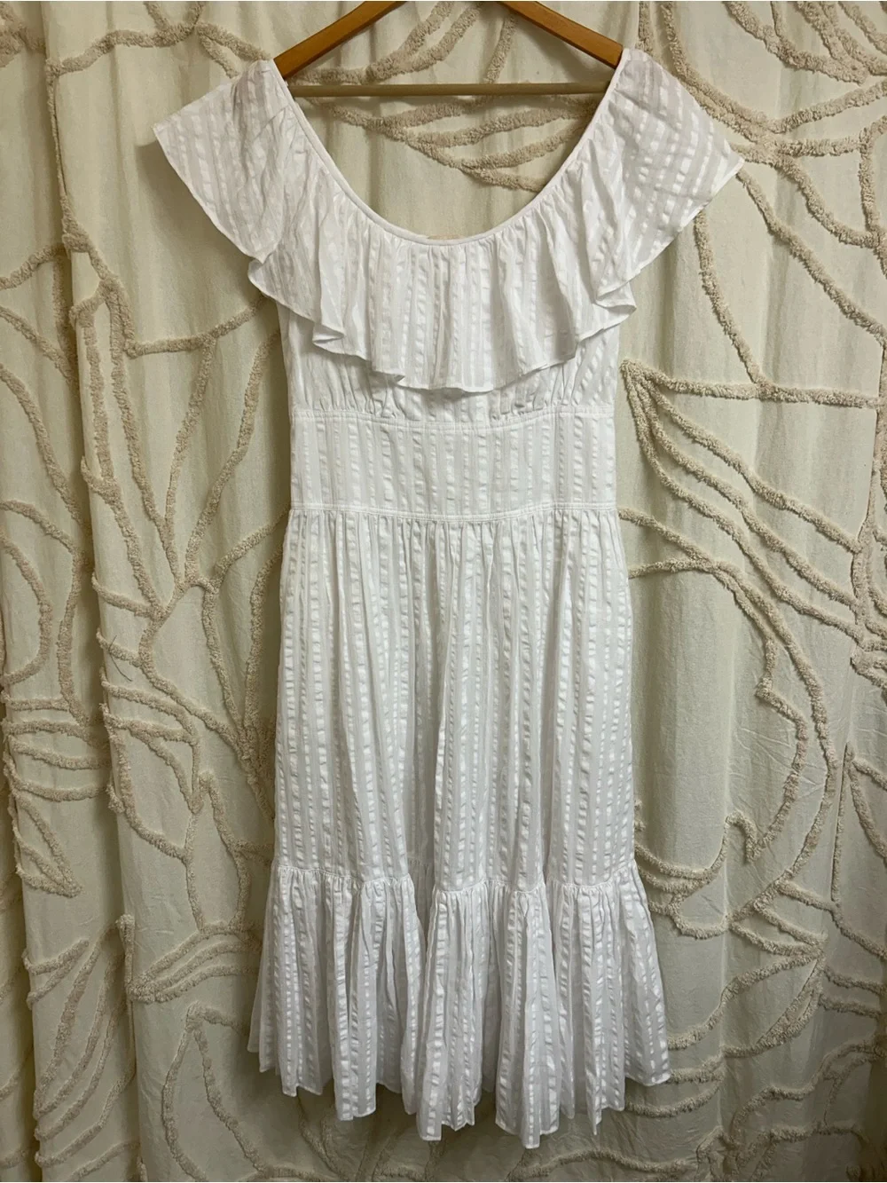 NWT Tory Burch Striped White Seersucker Dress Size 8 Retail $448